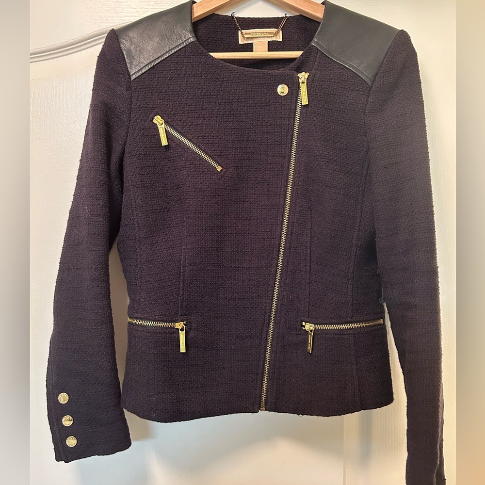Michael Kors Military Leather Shoulder Coat/Blazer